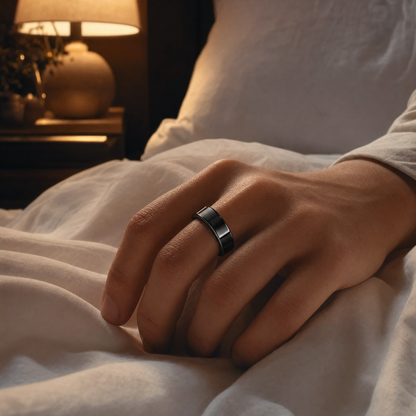 Bague connectée ELYVA Pulse portée la nuit, suivi du sommeil